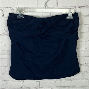 J Crew Navy Cotton Twist Front Strapless Top
